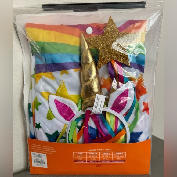 New! Hyde and Eek Rainbow Unicorn jumpsuit and headpiece costume, kids large - Picture 2 of 3